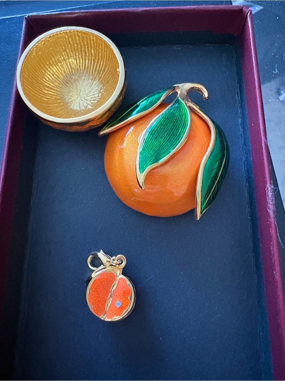 Edgar Berebi Orange Enamel Fruit Trinket Box